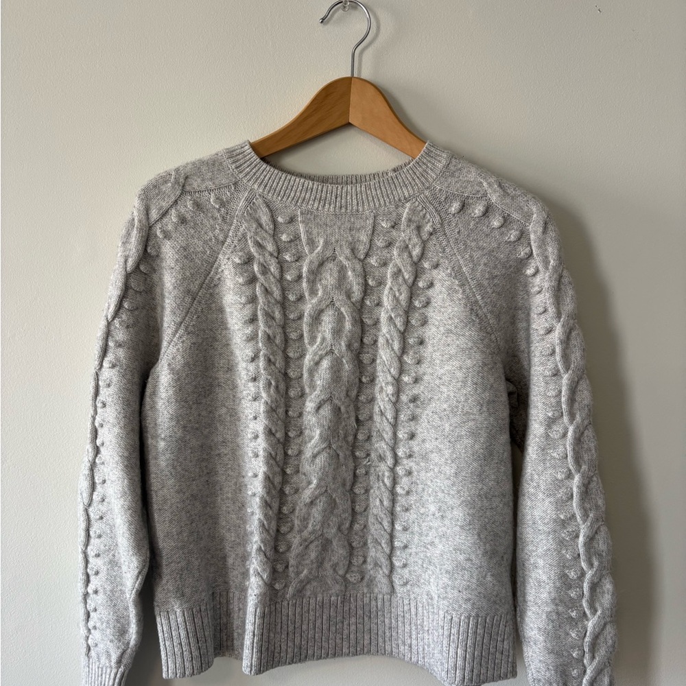 LOFT Light Gray Cable Knit Sweater